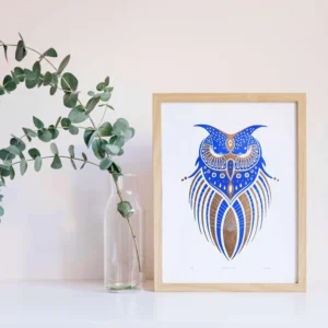 linogravure a plaque perdu hiboux